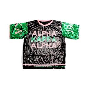 AKA Sorority Pink and Green Sequin Top